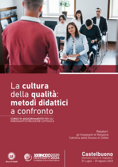 Nei prossimi giorni 31 luglio - 1 agosto ci rivedremo a San Guglielmo (Castelbuono) per l&#039;annuale incontro di formazione.  In quest&#039;occasione vogliamo riflettere sul comune impegno della docenza. Con rinnovato entusiasmo vogliamo elaborare un progetto condiviso che veda il discente come soggetto principale del percorso educativo e formativo e l&#039;insegnamento della religione cattolica sempre più esposto alle sfide culturali odierne.